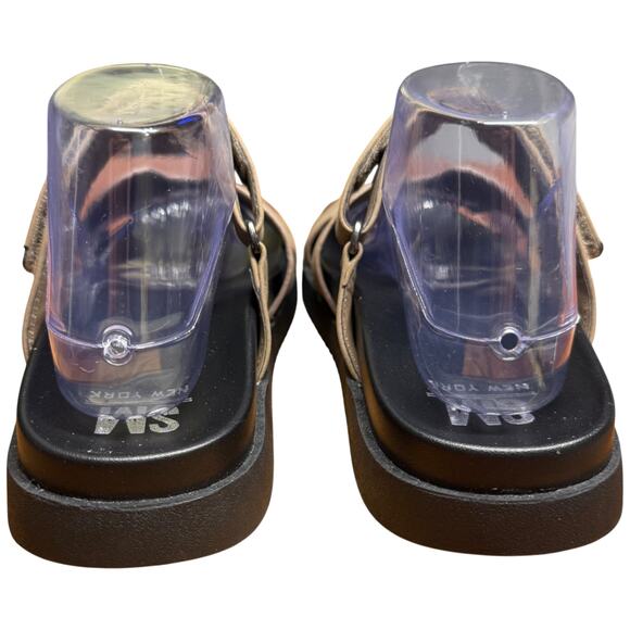 SM New York Steve Madden Moana Women's 8.5M Tan Black Slides Sandals Flatform - Picture 4 of 11